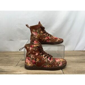 Dr. Martens Shoreditch Brown Floral Canvas Lace Up Boots AW004 SK 9N Womens‎ 7